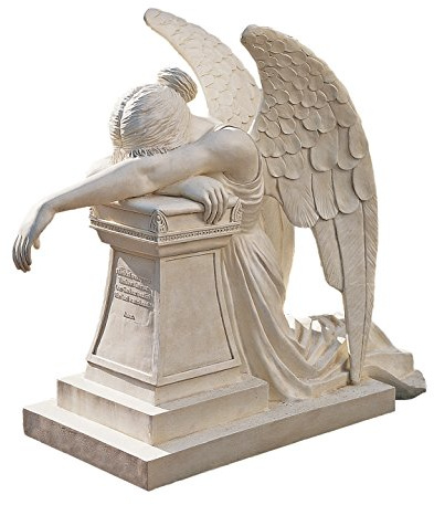 Design Toscano Angel of Grief Monument Religious Garden Statue, Estate, 66 cm, Polyresin, Antique Stone