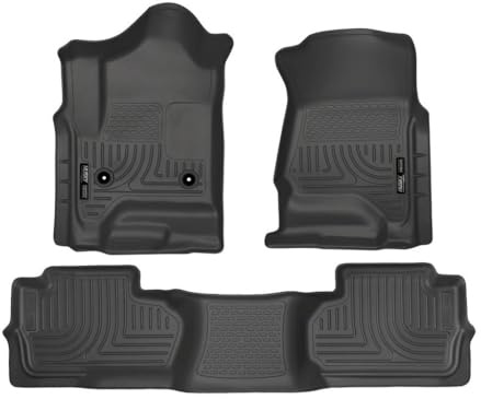 Husky Liners Weatherbeater Floor Mats | Fits 2014-2019 Chevrolet Silverado & GMC Sierra 1500 (19 LD Only); 15-19 Silverado/Sierra 2500/3500 Dbl Cab (Footwell Cvg) | Front & 2nd Row, 3-pc Black - 98241