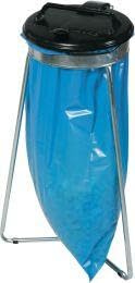 Soporte para bolsas de basura de 120 l, con anillo de goma, fijo, con tapa de plástico negra, Bx