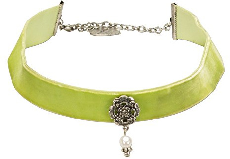 Alpenflüstern Trachten-Samt-Kropfband Elfrida mit Perle - nostalgische Trachtenkette enganliegend, Kropfkette elastisch, Damen-Trachtenschmuck, Samtkropfband breit in traditionellen Farben DHK168