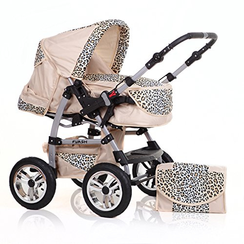 dein_babyladen Kombi-Kinderwagen Flash 2 in 1 inkl. Sportsitz und umfangreichem Zubehör in Creme-Leo