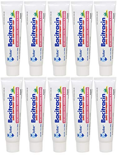Globe Bacitracin Zinc Ointment 1 oz | Antibiotic Ointment | Essential Antibiotic First Aid Supplies | Healing Action | Maximum Antibiotic Power | Prevents infection in cuts, scrapes, burns | 10 PACK |
