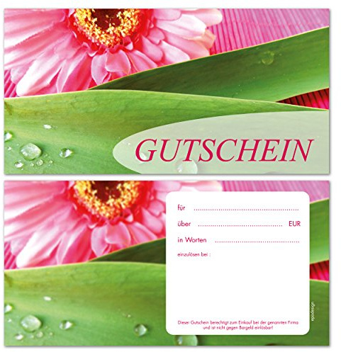 25 Geschenkgutscheine für Kunden, DIN lang - Wellness Blatt Blüte - Gutscheinkarten - Gutschein [GS-53]
