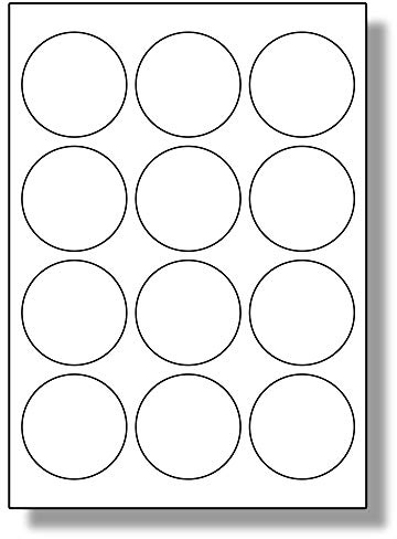 Label Planet® 12 Per Page/Sheet, 5 Sheets (60 Round Gloss Sticky Labels), Medium Sized White Glossy A4 Product Pricing/Jam Jar Stickers, Works with Laser Printers Only, LP12/63R GW, 63.5MM ⌀ Circles