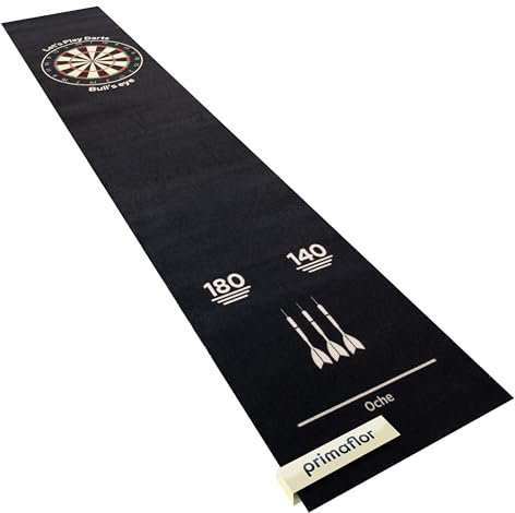 Dartmatte Dart-Teppich mit Offiziellem Spielabstand - Schwarz, 50 x 250 cm, Turnier-Matte Fußbodenheizung Geeignet, Rutschfester Läufer mit Oche