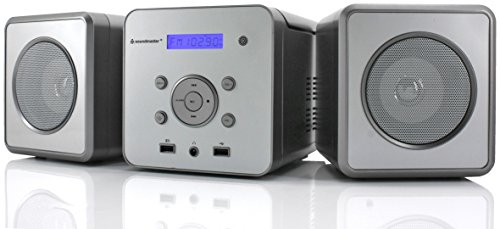 Soundmaster MCD380BT Sistema de Audio doméstico - Microcadena (Mini Set, Gris, Plata, 50W, FM, PLL, LCD, Azul)