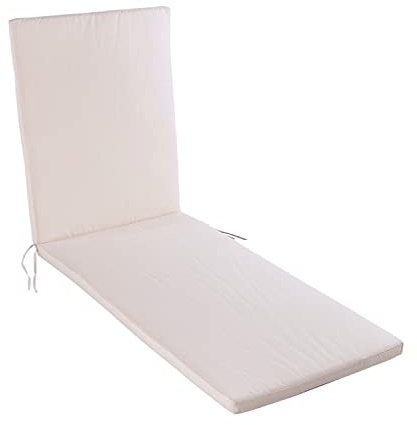 Cojín para Tumbona de Exterior Color Beige, Medidas 196x60x5 cm, Repelente al Agua, Desenfundable, Funda de cojín con Relleno, Cojines Tumbona de jardín, Almohadones Tumbona de Piscina