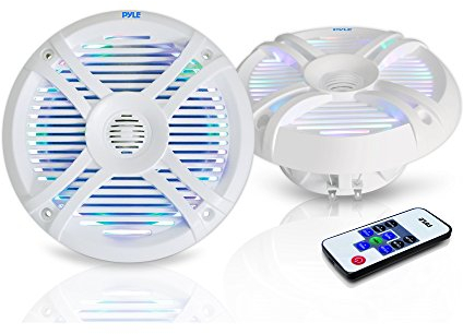 Pyle Altoparlanti Marini Doppio Impermeabili da 16,5 Centimetri, Speaker 250 Watt, Casse Audio Stereo per Auto/Barca con Luci LED, Kit Montaggio, Cavi e Griglie