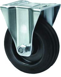 Gummi Bockrolle mit Rad ø 200mm ###schwarze PAK*-freie Bereifung###, Transportrolle
