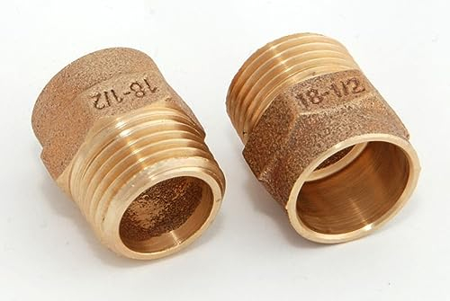 2x Rotguss Red Nippel i/a 18mm - 1/2' / 4243g Rotgussfitting red brass gunmetal