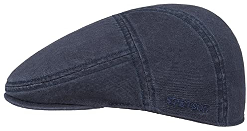 Stetson Paradise Cotton Schirmmütze Herren | Flatcap mit UV-Schutz 40+ | Herrenmütze aus Baumwolle | Flat Cap Größen S-XXL | Schiebermütze Sommer/Winter, XL/60-61, Blau