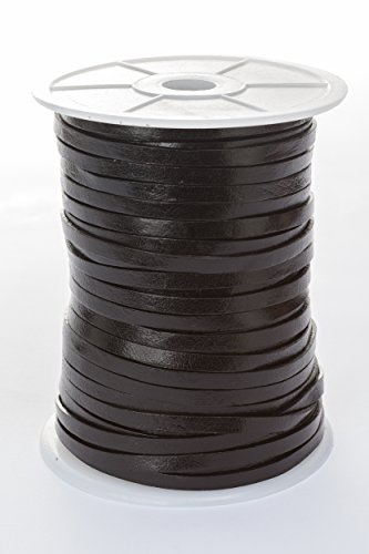 Esnado Cordoncino di cuoio, piatto, 5 mm x 1,5 mm, colore/lunghezza: a scelta, Nero , 5 metri