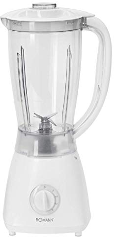 Bomann Standmixer | Universalmixer | 1,5 Liter | Mixer | Edelstahlmesser | Zerkleinern, Shaken und Mixen | 500 Watt | Ice Crusher-Funktion | Deckel mit Nachfüllöffnung | 5-Stufen | UM 378 CB weiß
