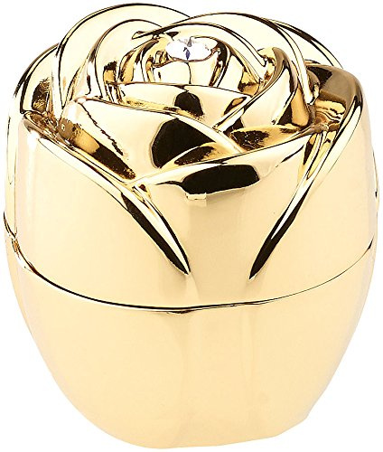 St. Leonhard Ringschachtel: Ringschatulle Vergoldete Rose, mit Strass-Stein (Schmuckkasten für Ring, Schmuckschatulle, Rosen)