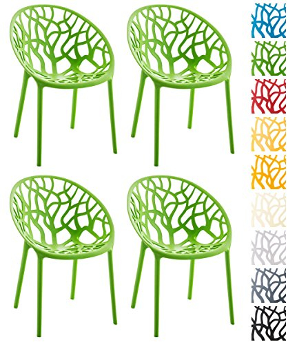 CLP 4er-Set Design-Gartenstuhl Hope aus Kunststoff I 4X Wetterbeständiger Stapelstuhl mit Einer maximalen Belastbarkeit von 150 kg I erhältlich Grün