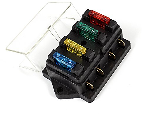 Adattatore a 4 moduli per fusibili da auto, ATO ATC 12 V/24 V, con 4 cassette di sicurezza