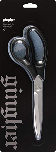 Gingher 9 Lightweight Bent Fabric Scissors for Quilting & Sewing, Black