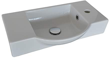 FACKELMANN Keramikbecken Gäste-WC/Waschtisch aus Keramik/Maße (B x H x T): ca. 54,5 x 10,5 x 32 cm/hochwertiges Becken fürs Badezimmer und WC/Armatur rechts/Farbe: Weiß/Breite: 54,5 cm