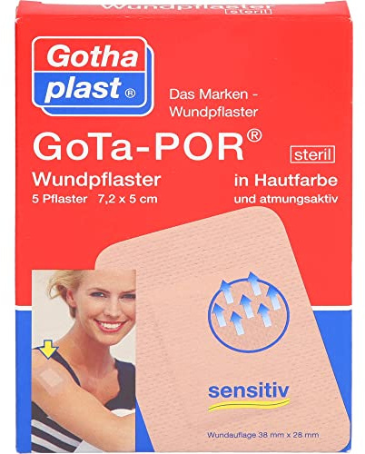 GoTa-POR Wundpflaster steril 7,2x5cm hautfarben, 5 St. Pflaster
