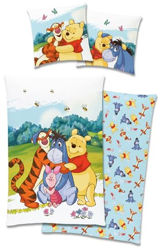 Herding Winnie the Pooh Bettwäsche 80x80 135x200cm, 100% Baumwolle Renforce mit Reißverschluss