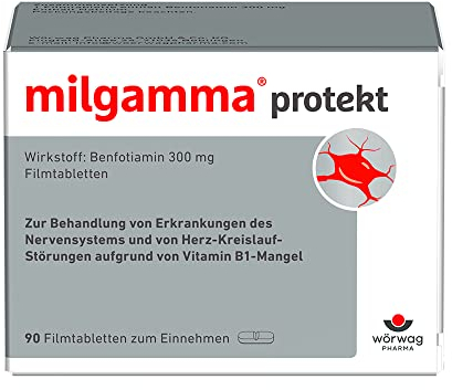 milgamma protekt, 90 Stück: Mit Benfotiamin zur Behandlung von Symptomen bei Nervenschäden infolge eines Vitamin-B1-Mangels, besonders hohe Bioverfügbarkeit, 1x tägliche Einnahme