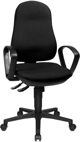 Topstar Support SY Bürostuhl, Schreibtischstuhl, inkl. Armlehnen B2(B), Bezugsstoff schwarz, 55 x 58 x 113 cm | Made in Germany | Ergonomisch | Drehstuhl, Schreibtischstuhl | höhenverstellbar | Geprüfte Sicherheit nach GS-Intertek
