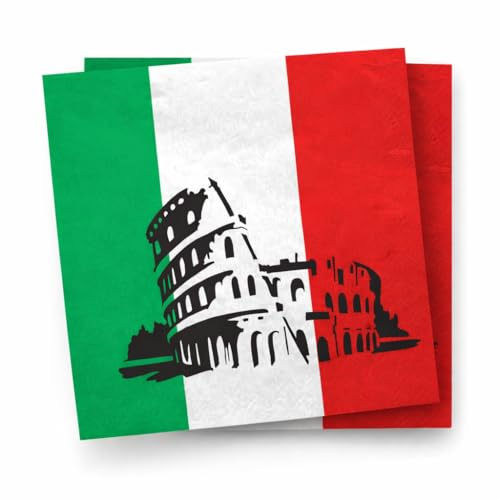 20 Papierservietten im * ITALIEN * für Party und Geburtstag von DH-Konzept // Servietten Napkins Feier Fete Set Italienische Nacht Mottoparty rot weiss grün