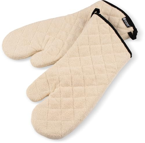 San Jamar 817TM Heavy Duty Terry Cloth Temperature Protection Oven Mitt, 17 Length, Natural