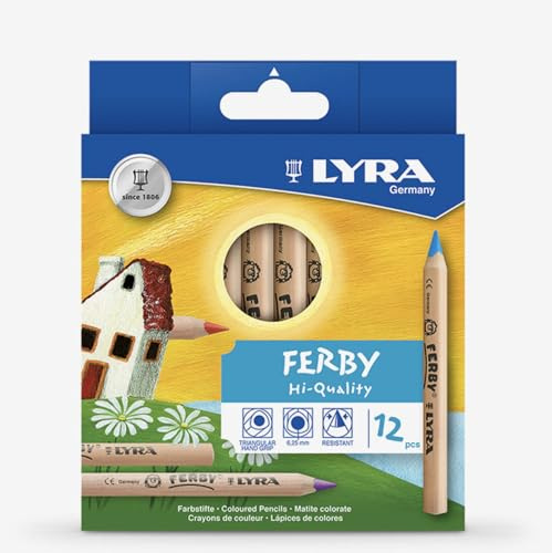 Lyra Ferby Giant Triangular Colored Pencils, Unlacquered, 6.25 Millimeter Cores, Assorted Colors, 12 Count (3611120)