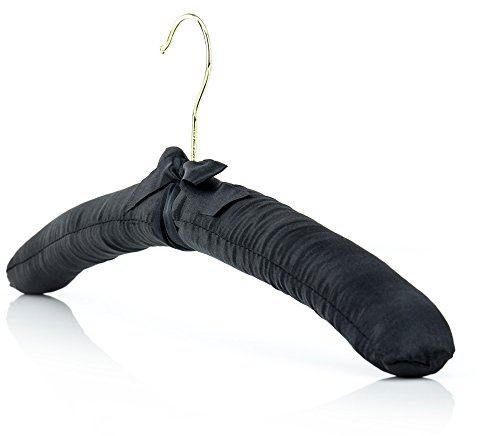 HANGERWORLD 10 Gepolsterte 43cm Satin Kleiderbügel Schwarz Perfekt für Kleider Brautmode Oberteile