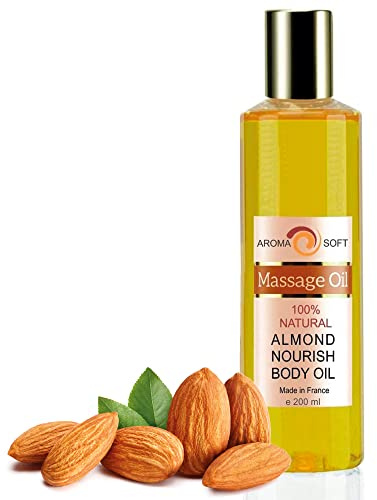 Traubenkernöl Massageöl 200 ml mit Mandelöl – Natürliches Massage Öl für Hautpflege & Wellness – Vegane Körperpflege – Kaltgepresst – Made in France – Spa Qualität – Ohne Zusatzstoffe