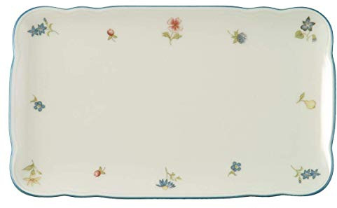 Seltmann 001.294842 Traditional Porzellan Butterplatte, Eckig mit Relief, Marieluise Elfenbein Dekor, Country House, Bunt, 20cm Length, 12.5cm Width