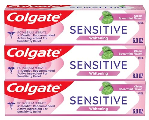 Colgate Whitening Toothpaste for Sensitive Teeth, Enamel Repair and Cavity Protection, Fresh Mint Gel, 6 Oz (Pack of 3)