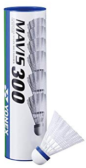 YONEX Mavis 300 Badminton Shuttlecocks (6 pieces), White, 78-Medium-Blue