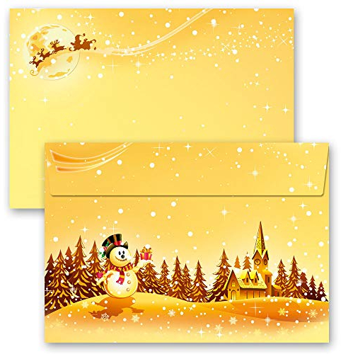 25 Briefumschläge FESTLICHE WÜNSCHE Weihnachten DIN C6 (162x114 mm) | Paper-Media