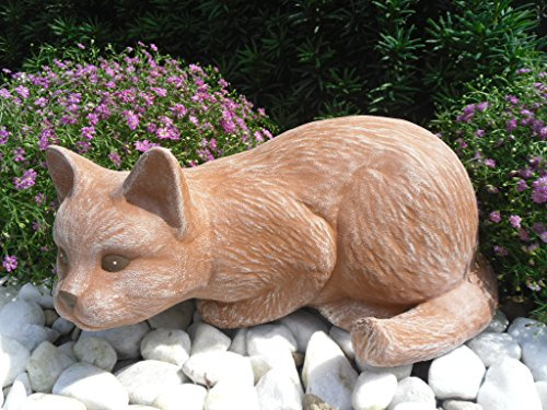 Steinfiguren Spicker Steinfigur Katze, 131/3 Gartenfigur Steinguss Tierfigur Terrakotta Patina