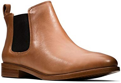 Clarks Women's Taylor Shine Chelsea Boots, Brown Tan Leather, 6 UK
