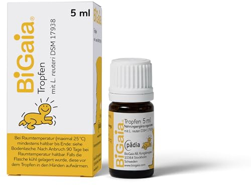 BiGaia® Tropfen 5 ml, mit dem natürlichen Milchsäurebakterium L. reuteri zur Unterstützung der Darmflora, sichere Anwendung für Säuglinge ab Geburt