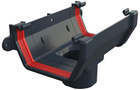 Freeflow Anthracite Grey Square Gutter Running Outlet, 114mm Rain Water Systems