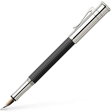 Graf von Faber-Castell - Füllfederhalter Classic Ebenholz M | Schaft aus Ebenholz mit 18-Karat Bicolor Goldfeder und platinierten Metallteilen
