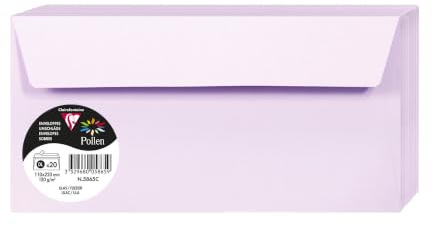 Clairefontaine 5865C Pack 20 Enveloppes 11x22 cm 120g Lilas