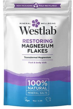 Westlab - Restoring Magnesium Flakes - 1kg Resealable Pouch - 100% Natural, Pure & Unscented Mineral Salts - Magnesium Chloride Foot & Body Soak