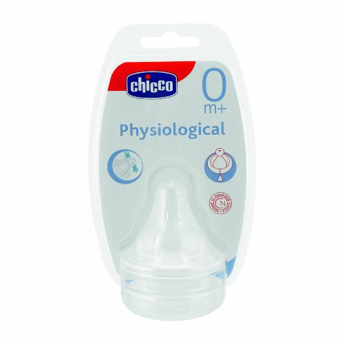 chicco 10.81625.00 Fläschchensauger, normaler Durchfluss, 1 Loch, 2 Stück, aus Silikon