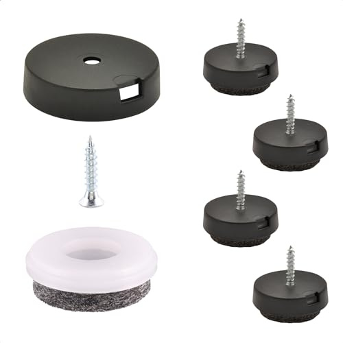 Wagner QuickClick® Filzgleiter Möbelgleiter Stuhlgleiter 4er-Set zum Anschrauben - 4X Basis+Schraube+Gleiteinsatz austauschbar - Wollfilz Ultrasoft - Durchmesser Ø 25 mm - Made in DE - 15808500