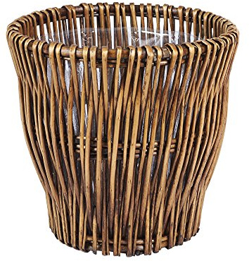 Household Essentials Small Reed Willow Waste Basket, Handwoven Basket with Removable Liner, Attractive Alternative to Plastic or Metal Cans, Brown