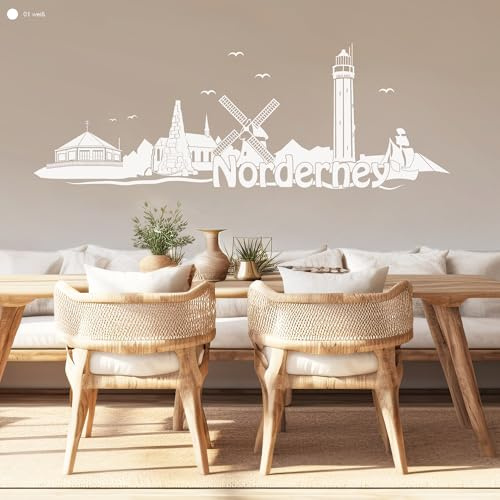 Wandtattoo Loft Skyline Norderney - Niedersachsen / Silhouette/Umriss/Heimat/Stadt/Wandtattoo/Wandaufkleber / 30 Farben / 2 Größen