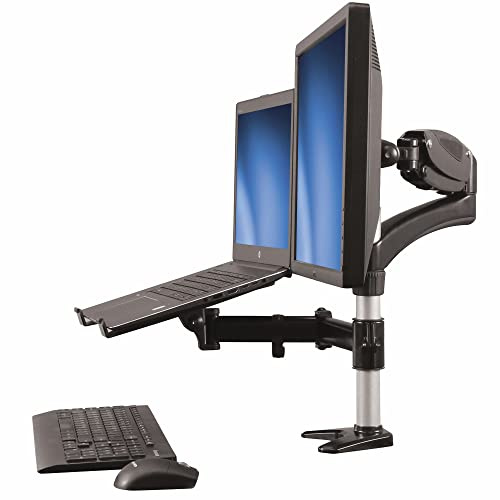 StarTech Laptop-Monitor-Ständer bis 27 Zoll, 8kg, VESA (ARMUNONB) | Notebook- und Monitorhalterung, Vollbeweglich, Gelenkig, Tischklemmmontage, Für Zwei-Display-Setup