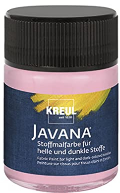 KREUL 91968-Pintura Javana para Tejidos claros y Oscuros, 50 ml Cristal Rosado, Color Brillante a Base de Agua, carácter pastoso, para Estampar y estarcir, Rosé, 50