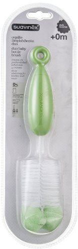 Suavinex - Spazzola per pulire biberoni Duo 0M+ Rosso, Colore Bianco