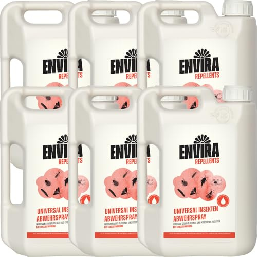 Envira Universal Insekten Abwehrspray 6 x 2 Liter - Spray mit Langzeitwirkung gegen Trauermücken, Silberfische, Lebensmittelmotten & weiteres Ungeziefer - Mittel gegen Insekten